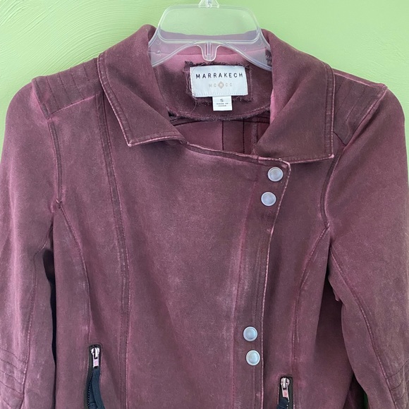 Anthropologie Marrakech Maroon Moto Jacket - Picture 3 of 10